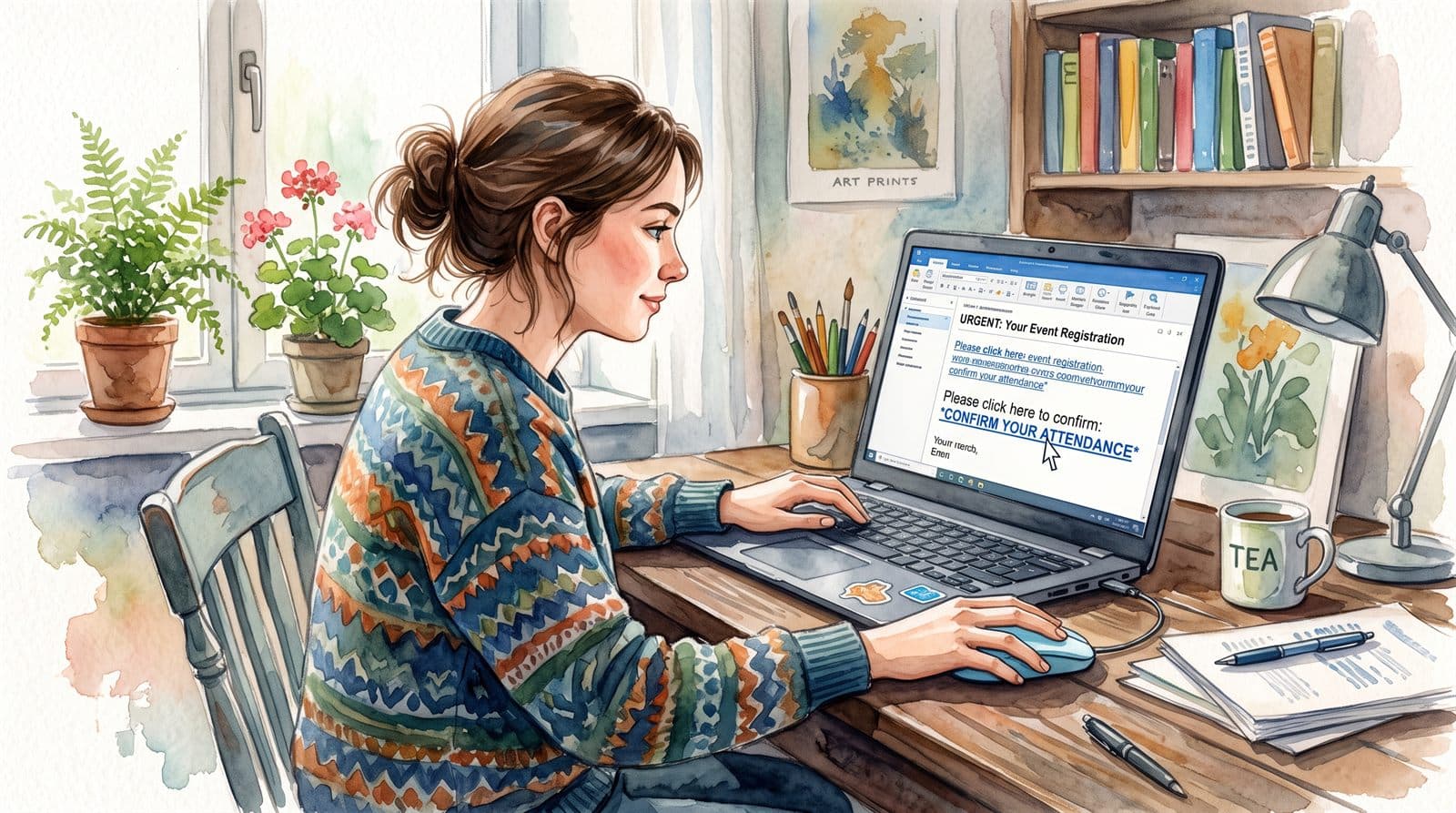 An illustration of someone working at a laptop at a small practice desk